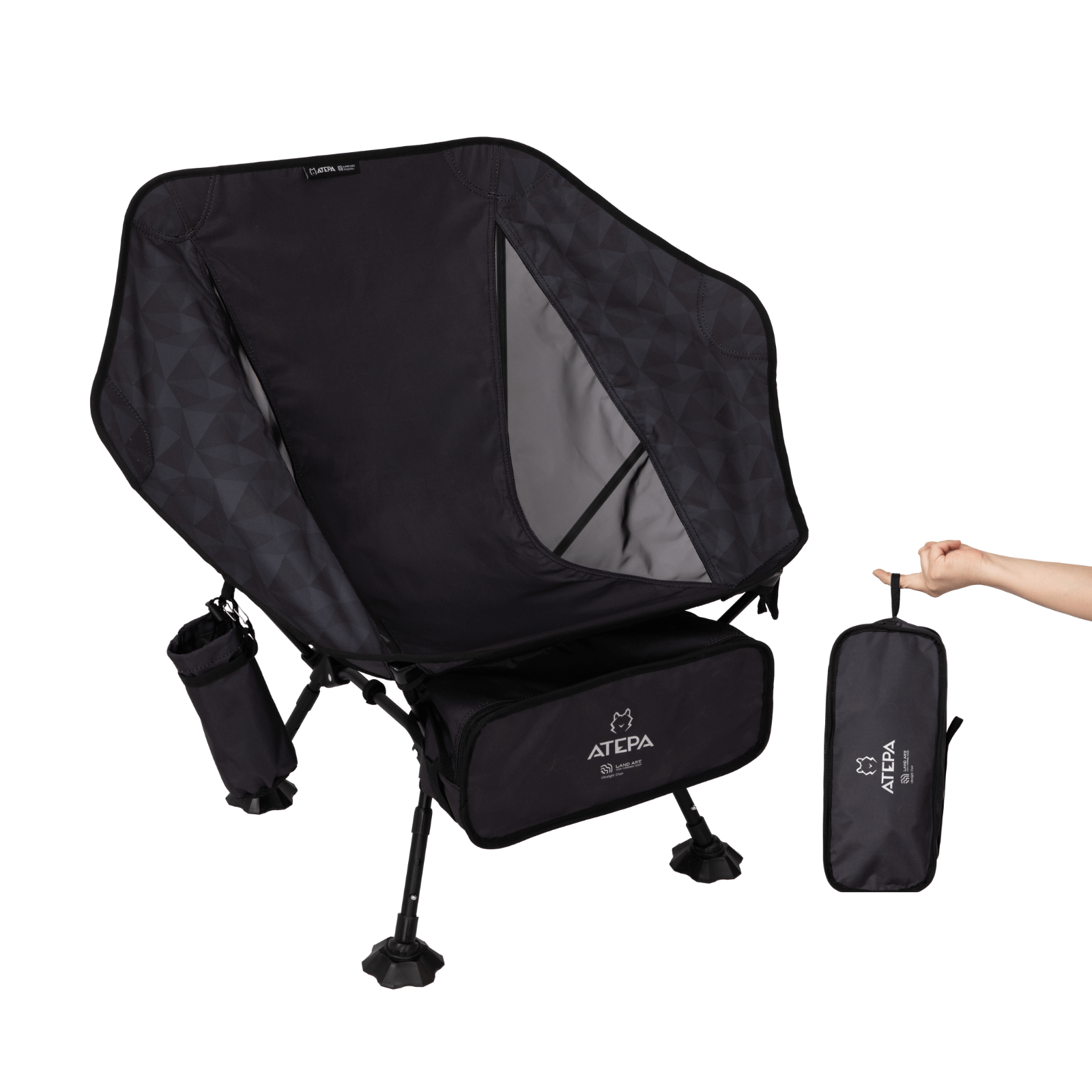 Unitymarts black ultralight foldable camping chair with disc-shaped seat