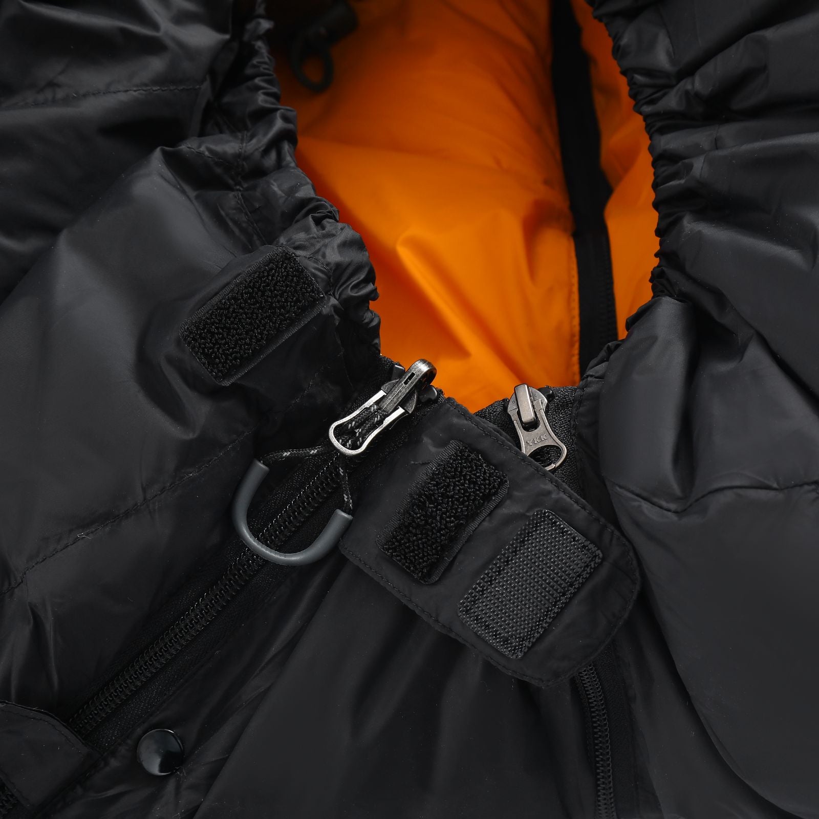 Close-up view of reinforced stitching and double zipper for durability in ultralight sleeping bag