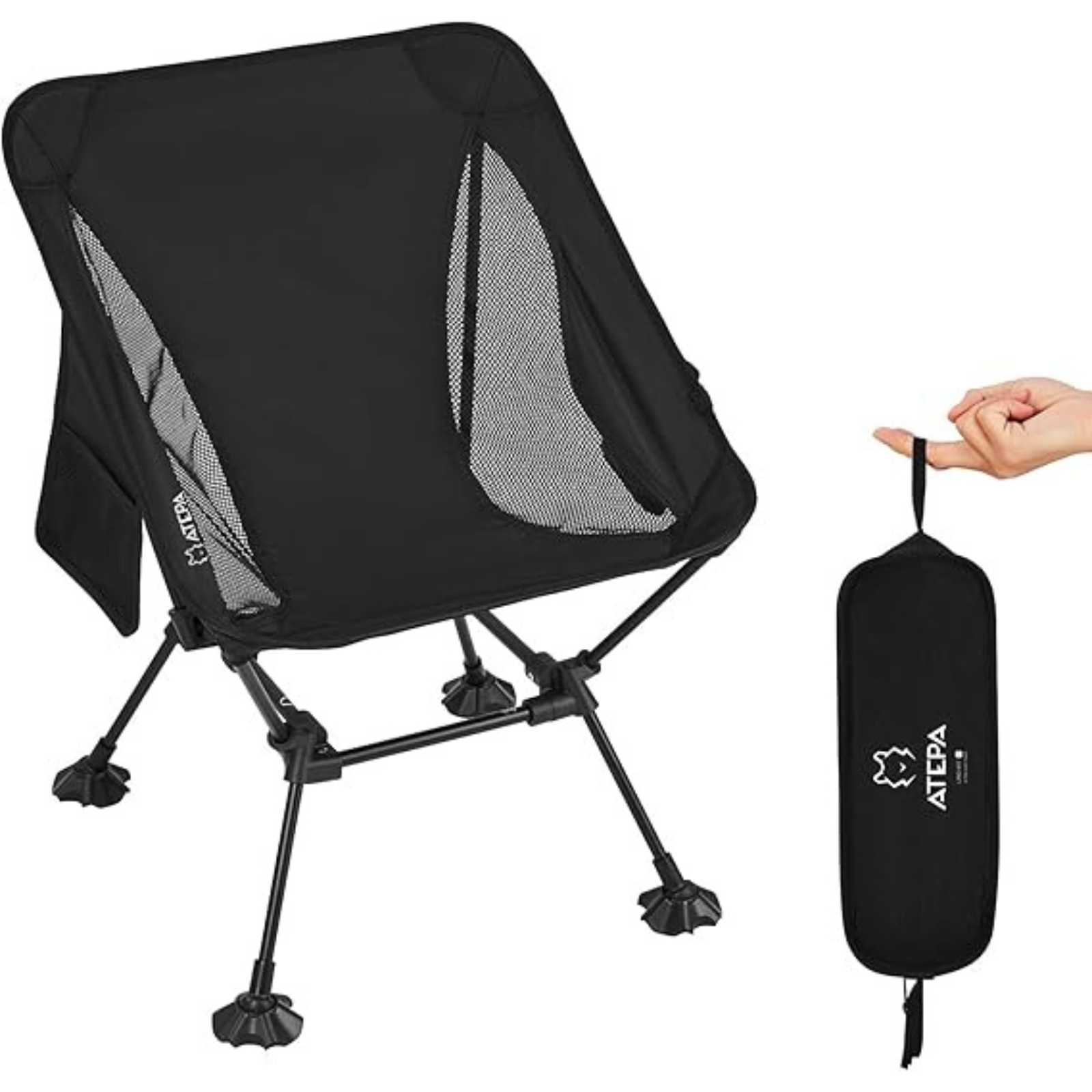 Unitymarts Ultralight Foldable Camping Chair Black Portable Chair for Camping 1-Pack Black