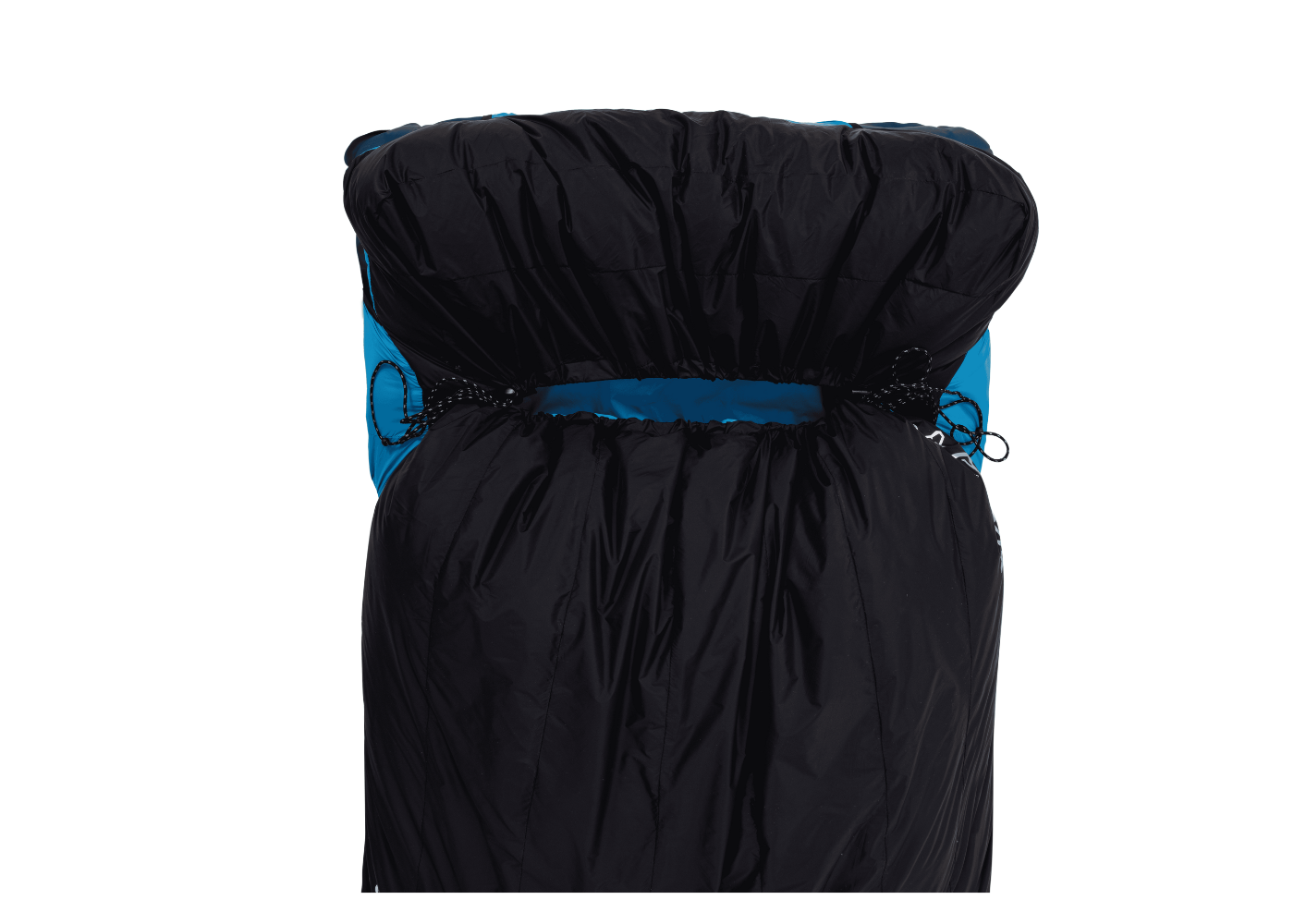 Close-up stitching and double zipper detail ensuring durability and heat retention in the down sleeping bag