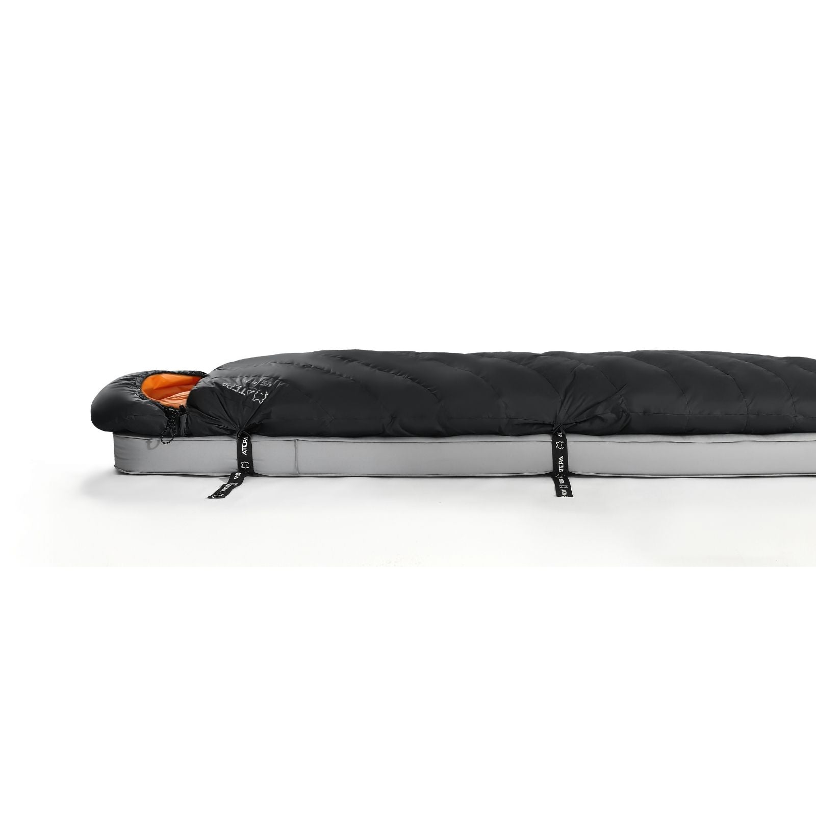 Multiple angles of Unitymarts black down sleeping bag for lightweight outdoor adventures