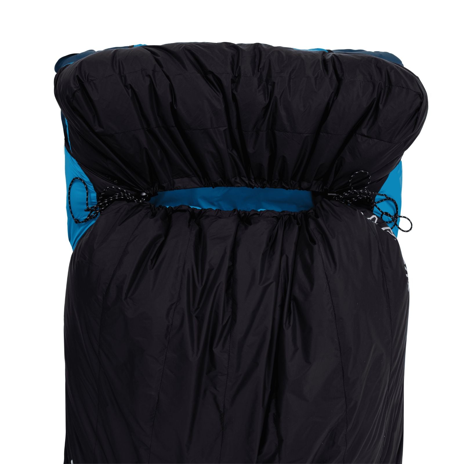 Down sleeping bag with hood for better head and neck insulation in cold conditions