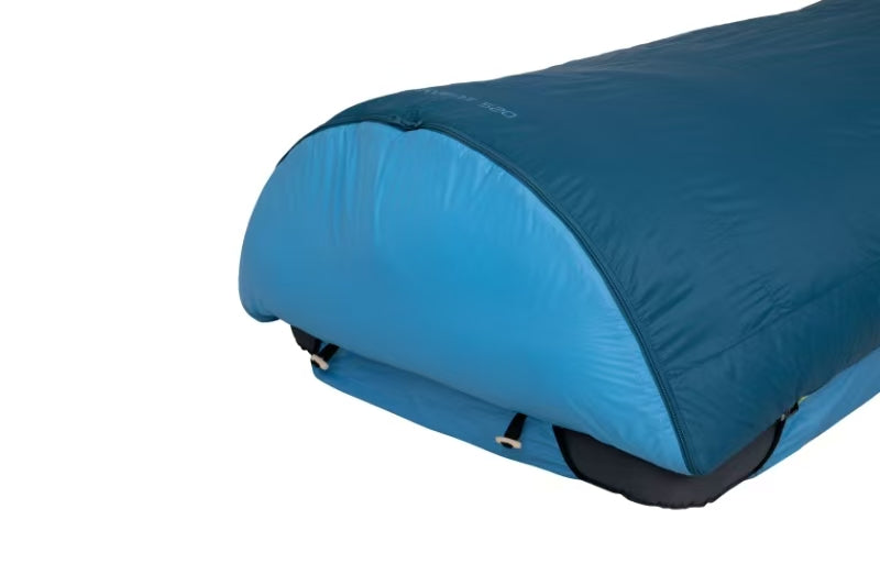 Soft brushed inner lining of blue lightweight sleeping bag for comfort during cold nights