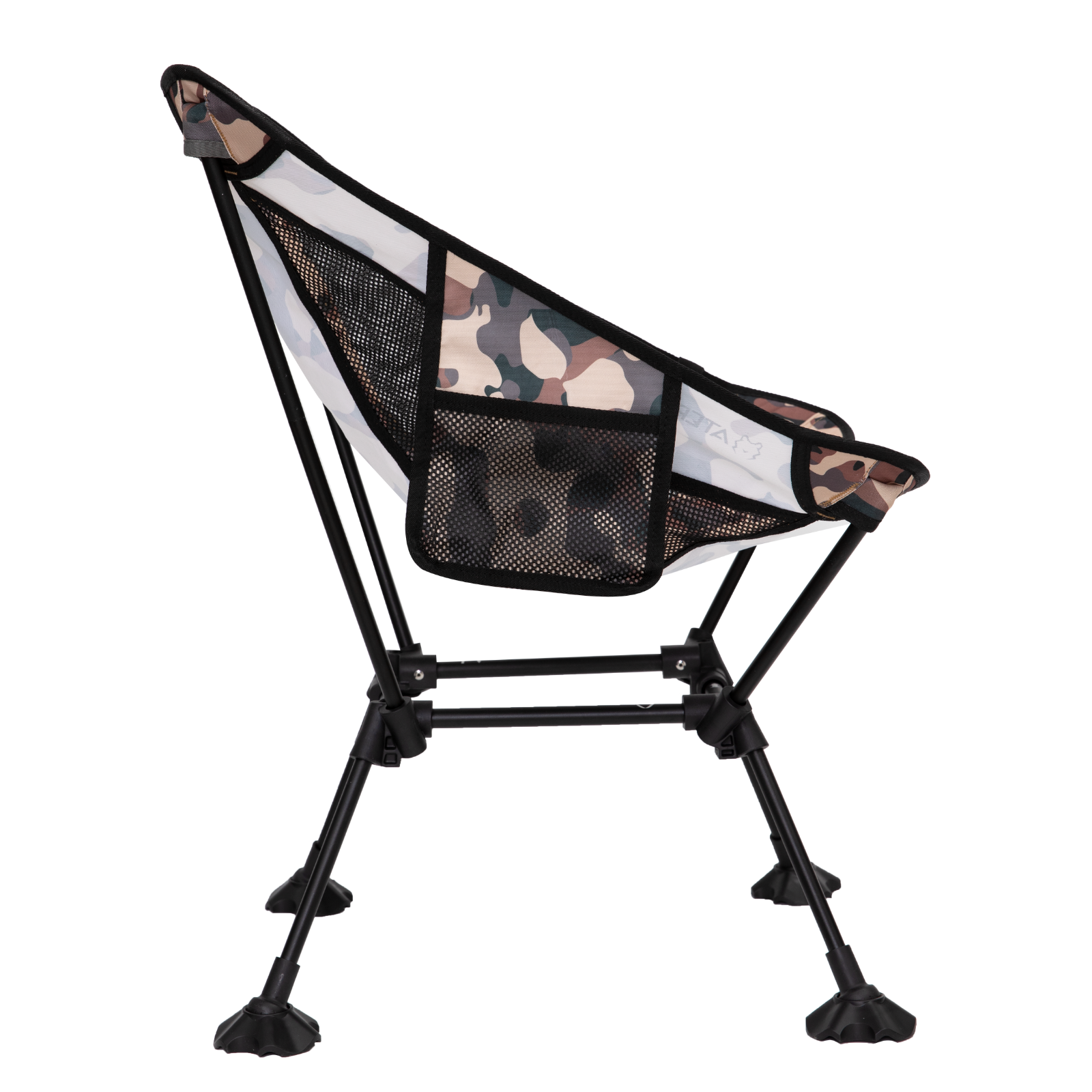 Side view of ultralight camping chair showing reinforced joints and structure