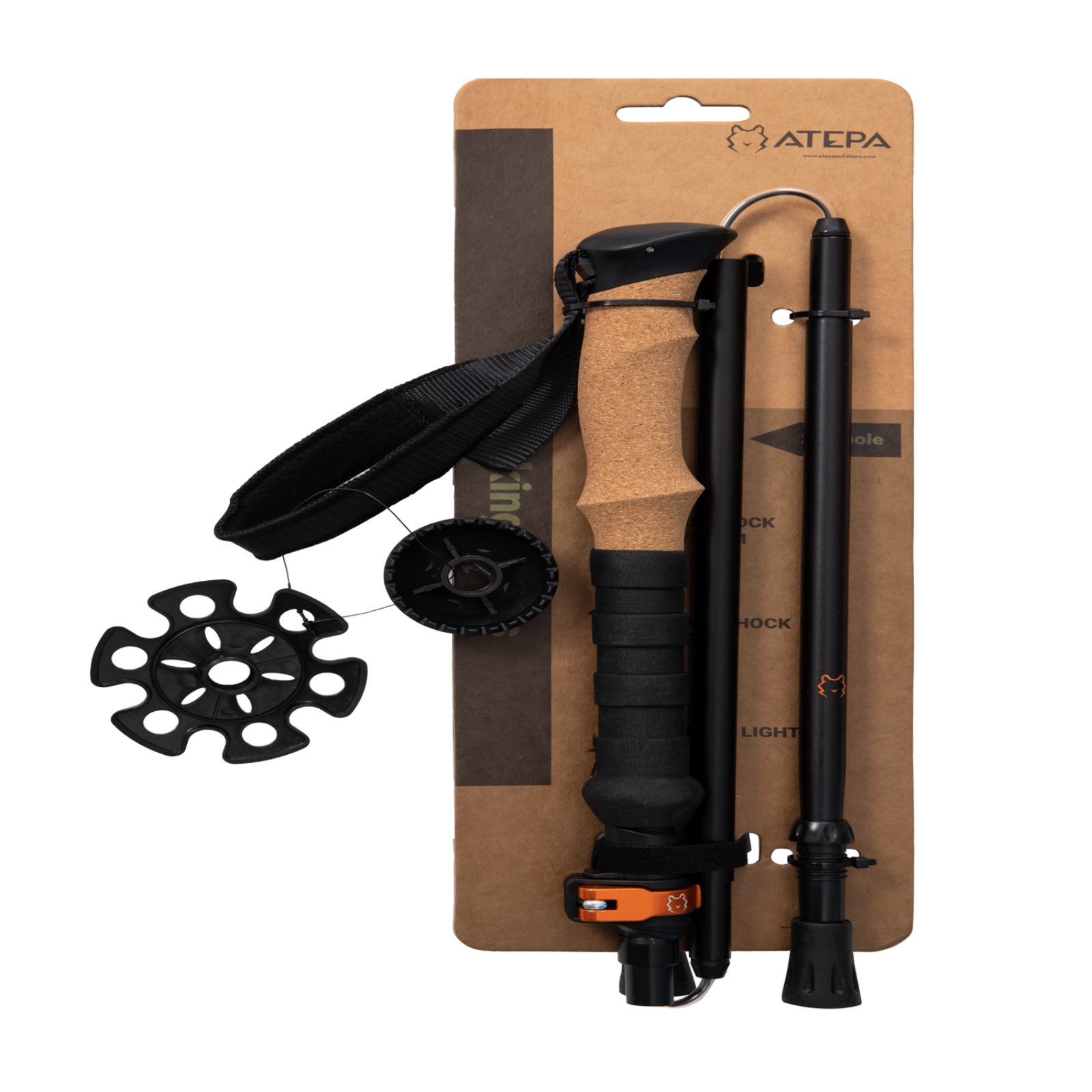 Foldable ultralight hiking poles compactly packed for easy backpack storage