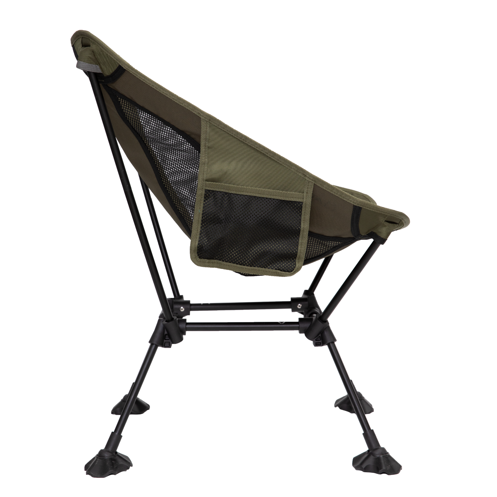 Side view of ultralight camping chair showing reinforced joints and structure