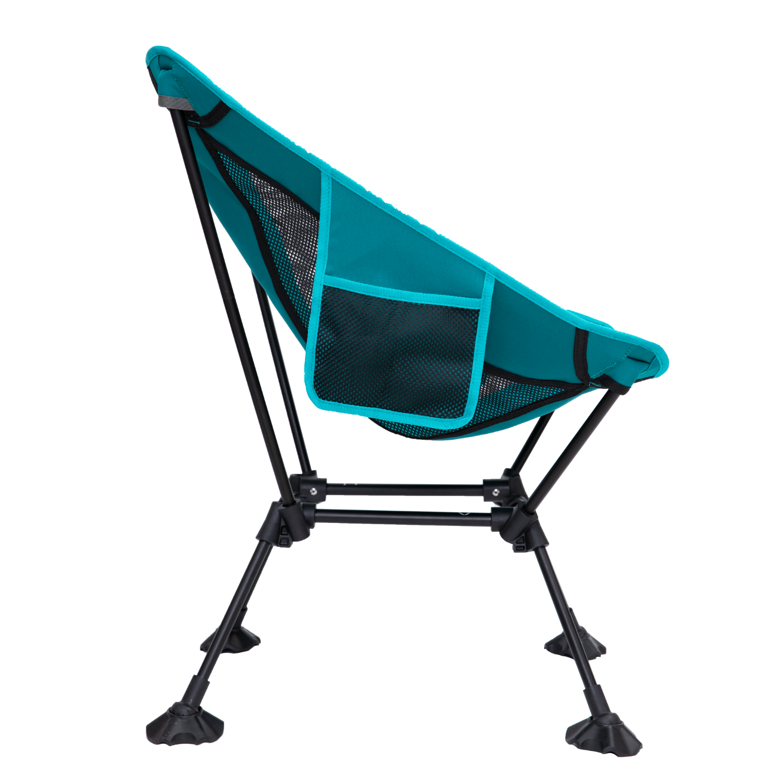 Side view of ultralight camping chair showing reinforced joints and structure