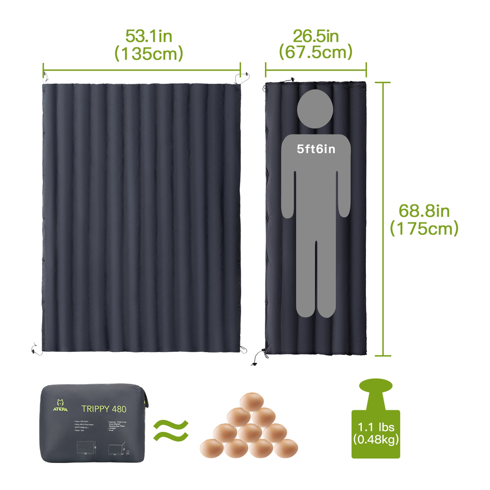 Unitymarts Down Blanket Waterproof Wearable Compact Blanket