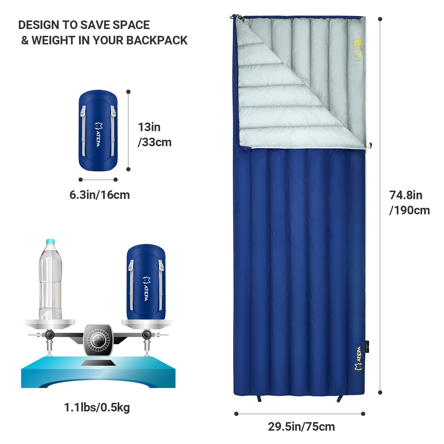 Unitymarts Down Envelope Sleeping Bag 27F / 54F