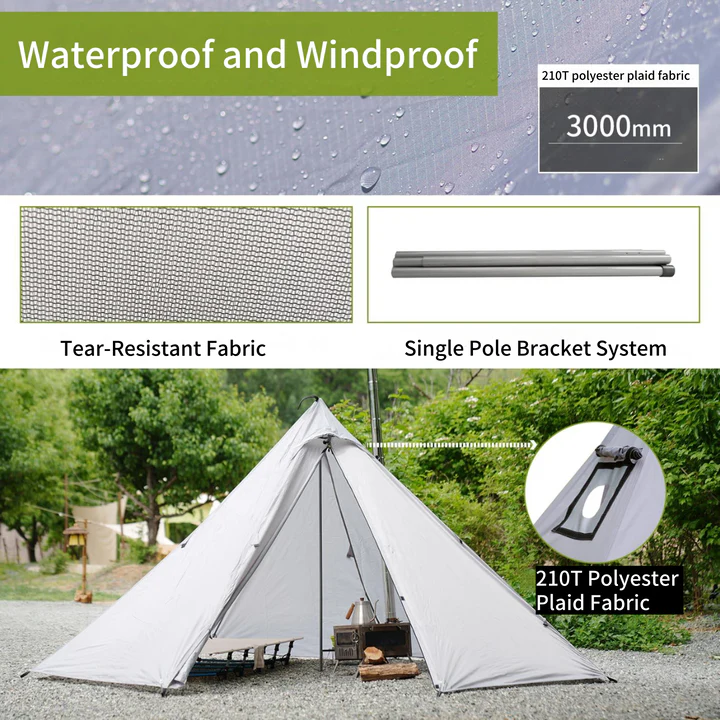 Unitymarts 1-Person Ultralight Camping Tent with Fire-Resistant Stove Jack