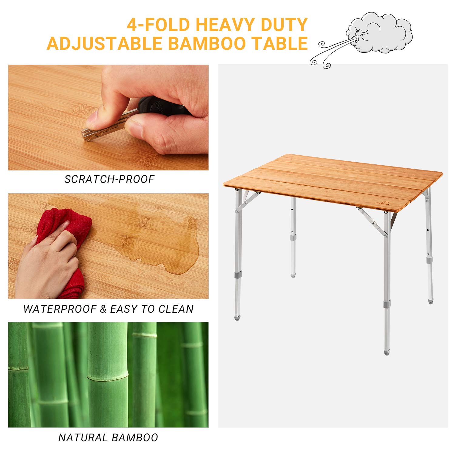 Foldable camping camp table easy to assemble
