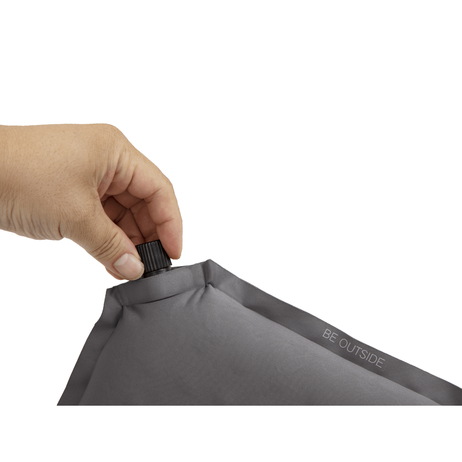 Air valve detail of self-inflating seat cushion with memory foam