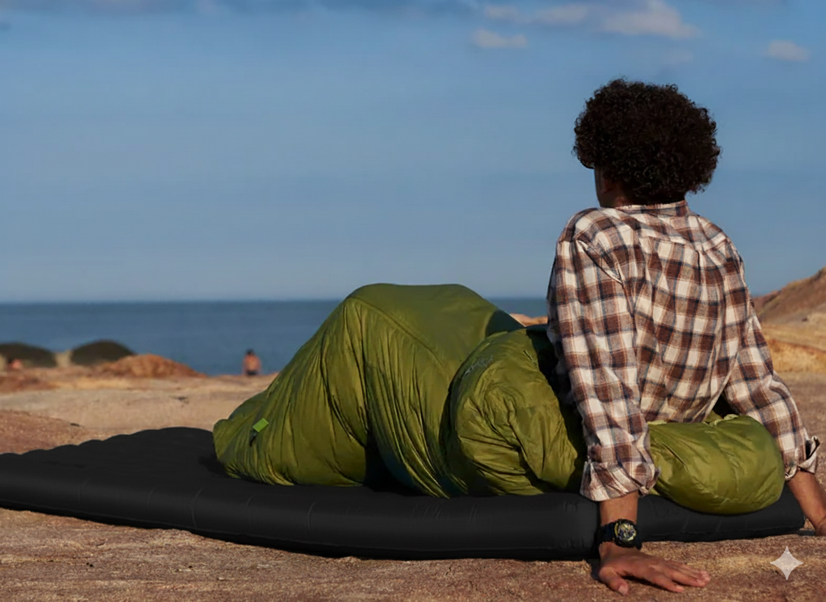 Black Self Inflating Sleeping Pad for Hiking and Camping