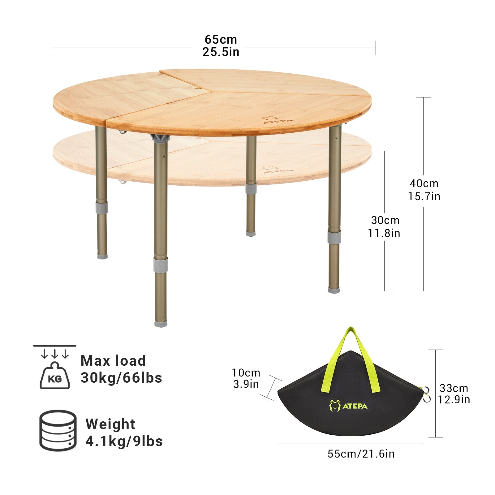 Unitymarts camping camp table made from durable bamboo material