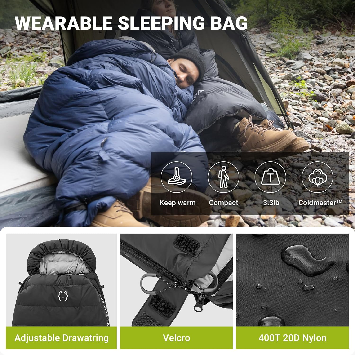 Coldmaster™ down sleeping bag 30°F / -1°C Ultralight and Multifunctional