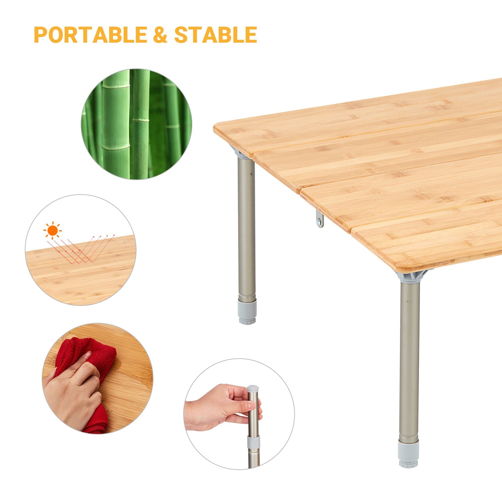 Unitymarts outdoor foldable camping table stable support