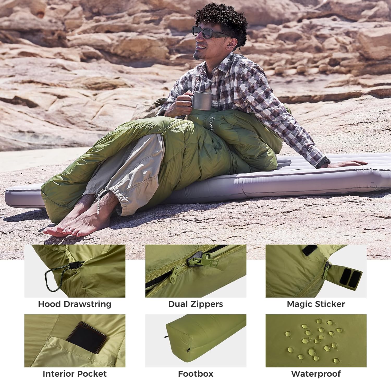 Coldmaster Down Mummy Sleeping Bag 9℉ / 42.8℉ Green