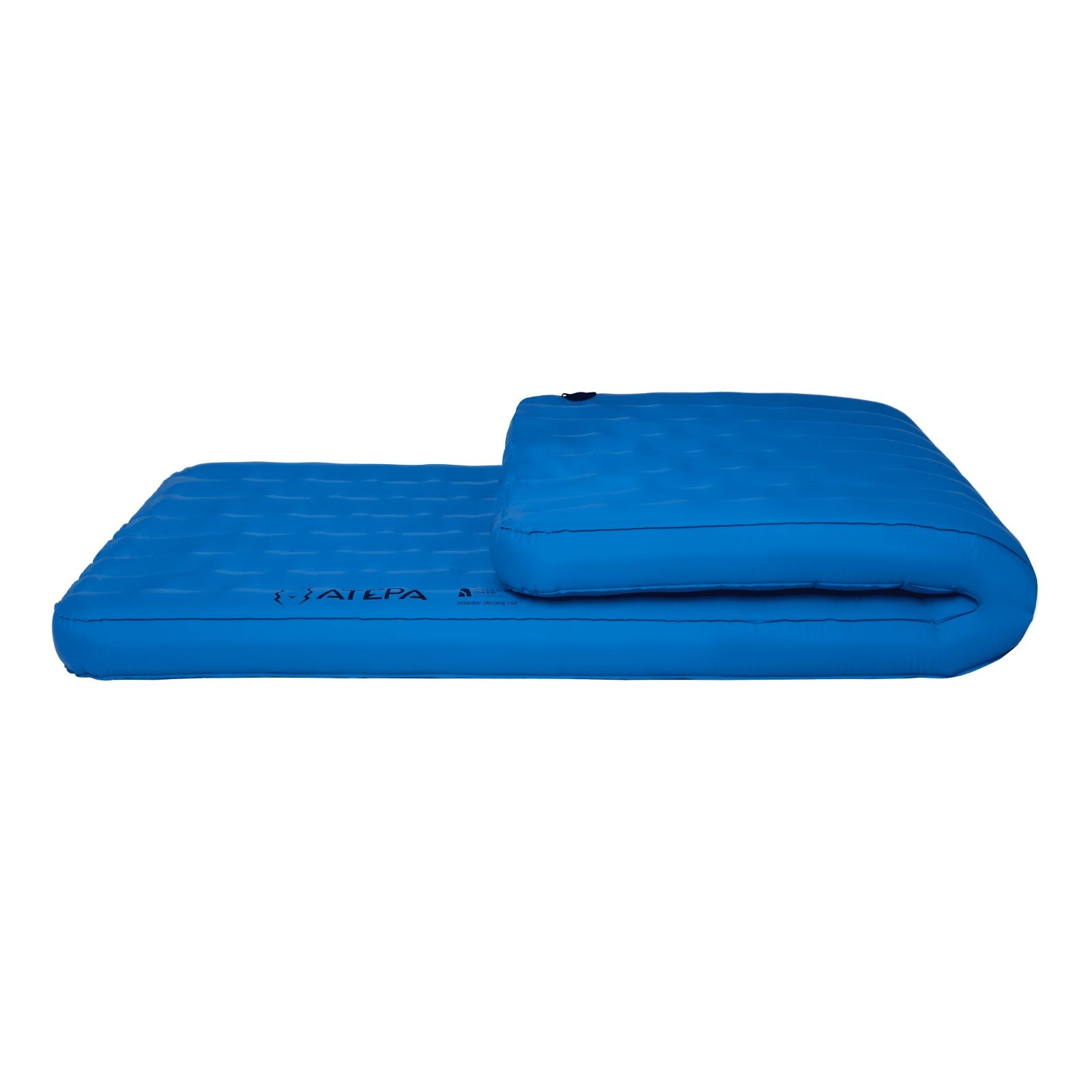 Side view showing the 11cm thickness of ultralight sleeping pad for body support