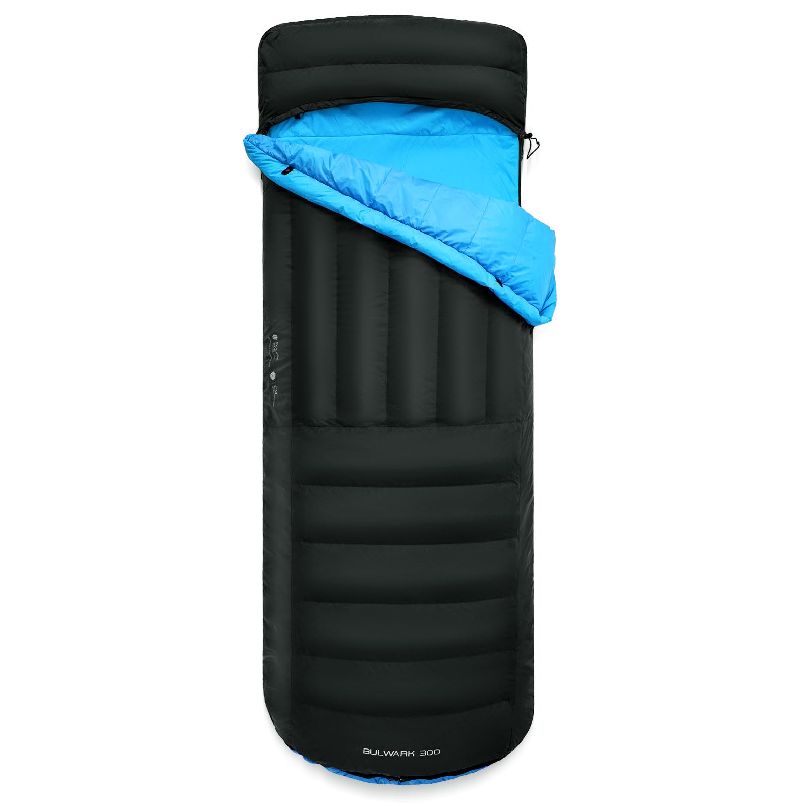 Unitymarts Bulwark 300 down sleeping bag with hood envelope style Black