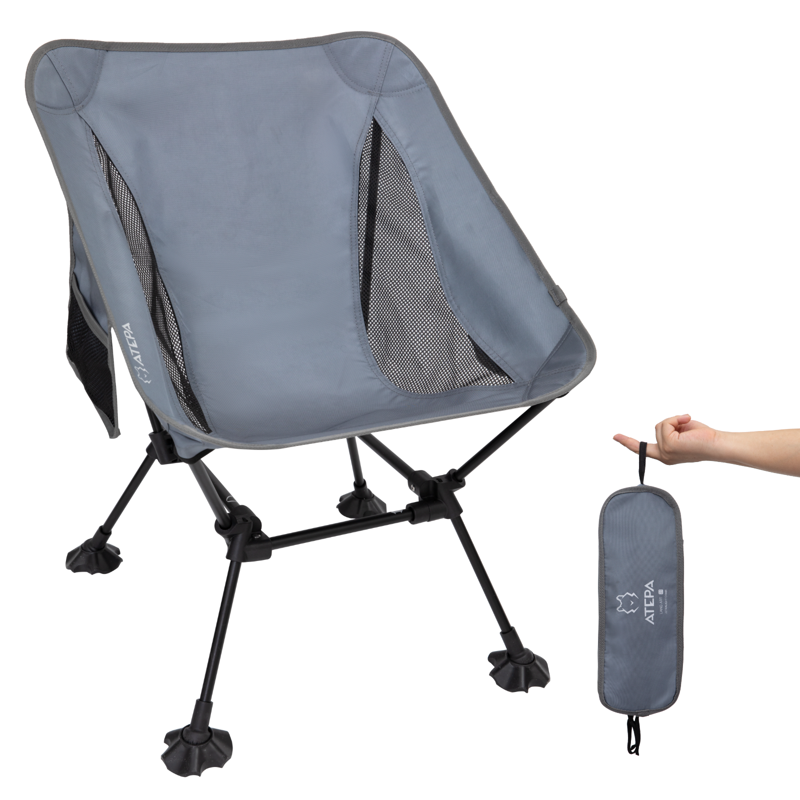 Unitymarts Ultralight Foldable Camping Chair Black Portable Chair for Camping 1-Pack Grey