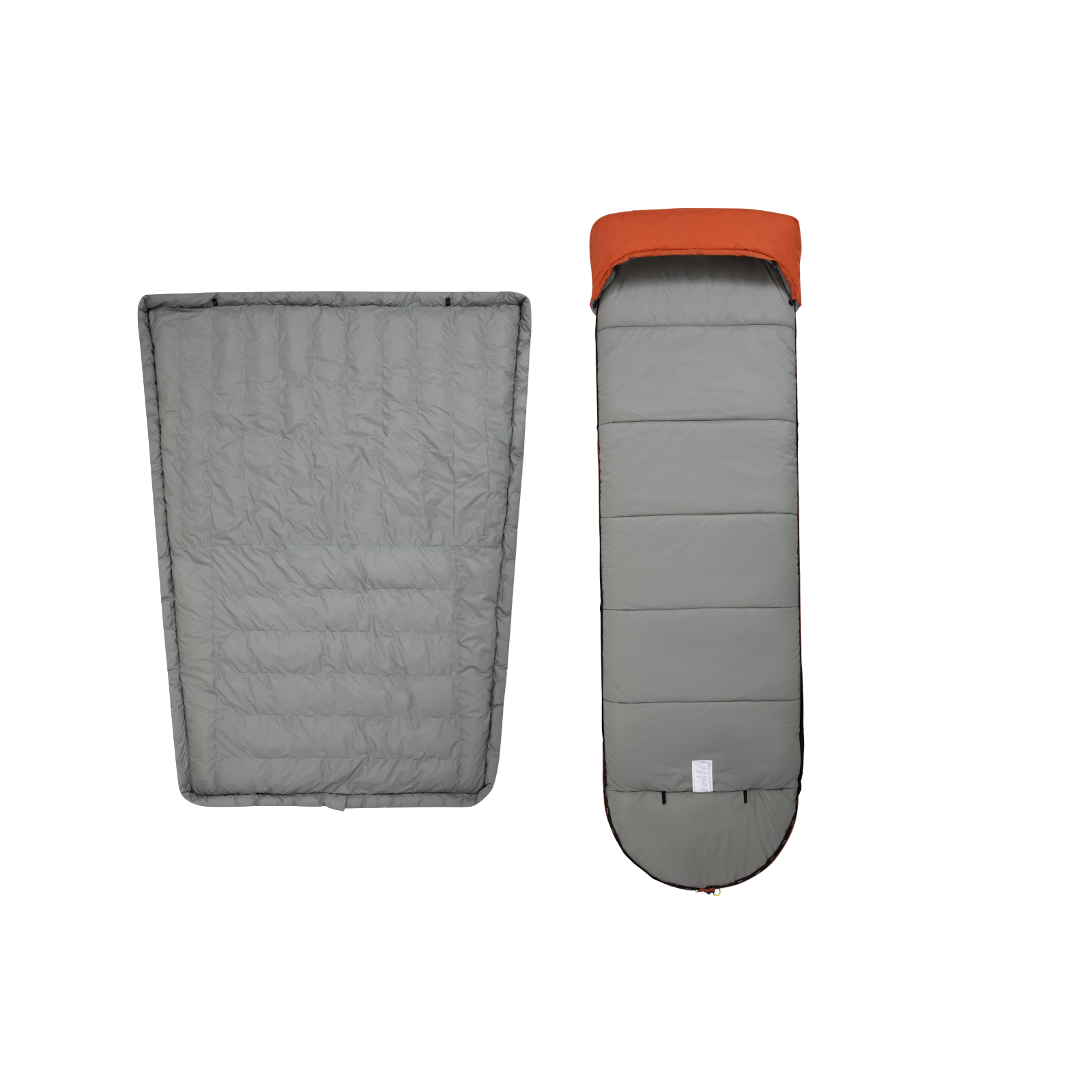 Fully opened blue backpacking sleeping bag showing spacious interior and flat layout