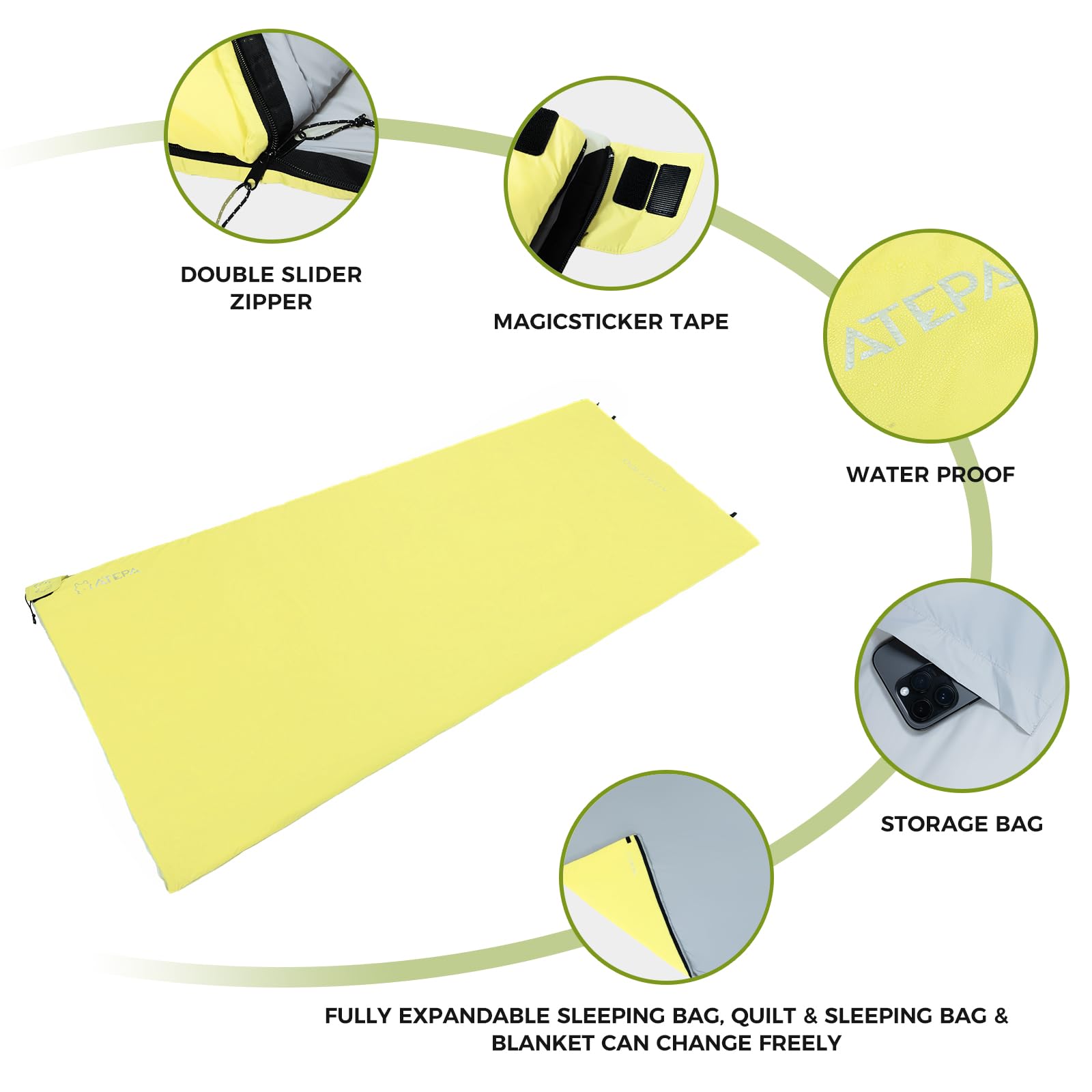 Unitymarts Envelope Sleeping Bag 50°F / 68°F