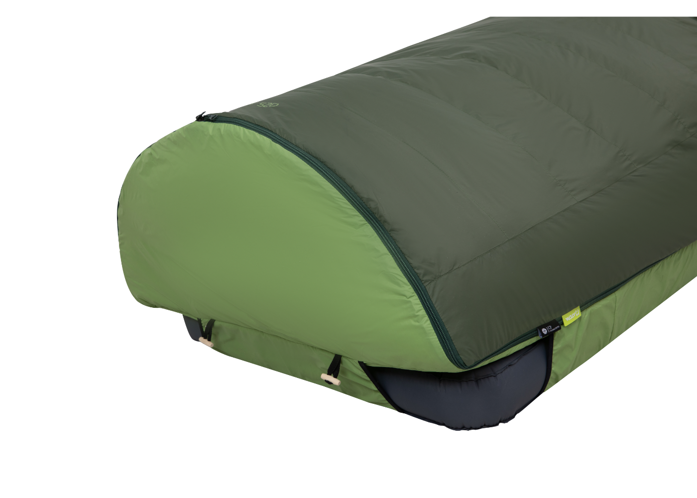 Close-up of sleeping bag double zipper and precise stitching