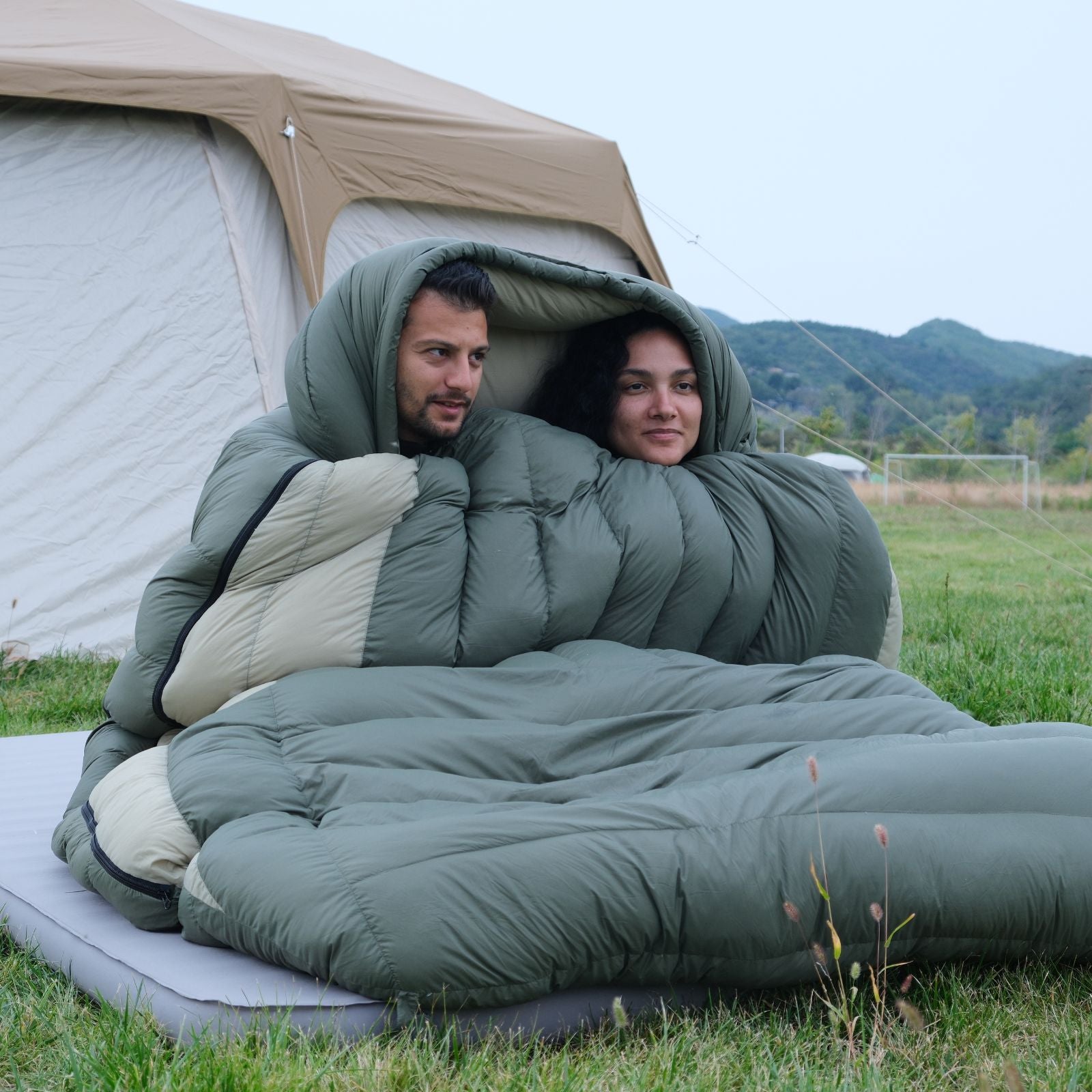 2 Person Down Mummy Sleeping Bag For Winter Camping -32.5℉ / 17.6℉