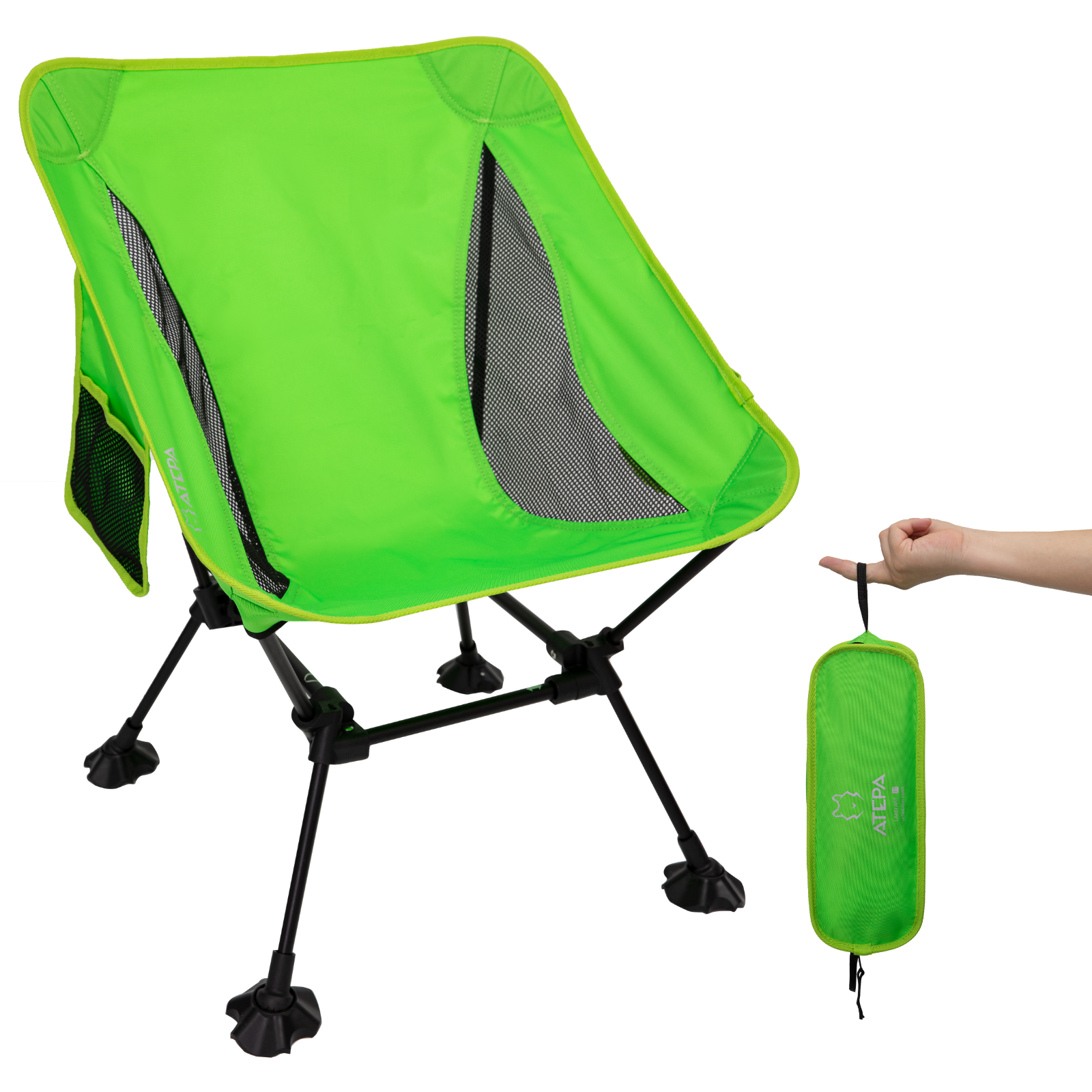 Unitymarts Ultralight Foldable Camping Chair Black Portable Chair for Camping 1-Pack Lightgreen