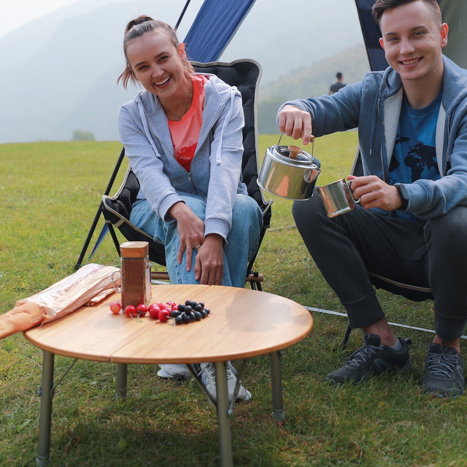 Eco-friendly bamboo camping table foldable and easy to store