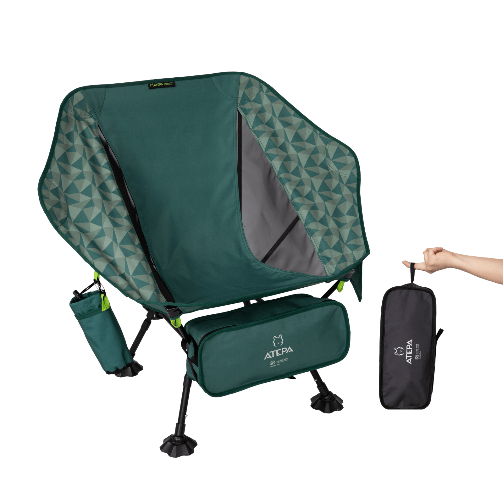 Unitymarts green ultralight foldable camping chair with disc-shaped seat