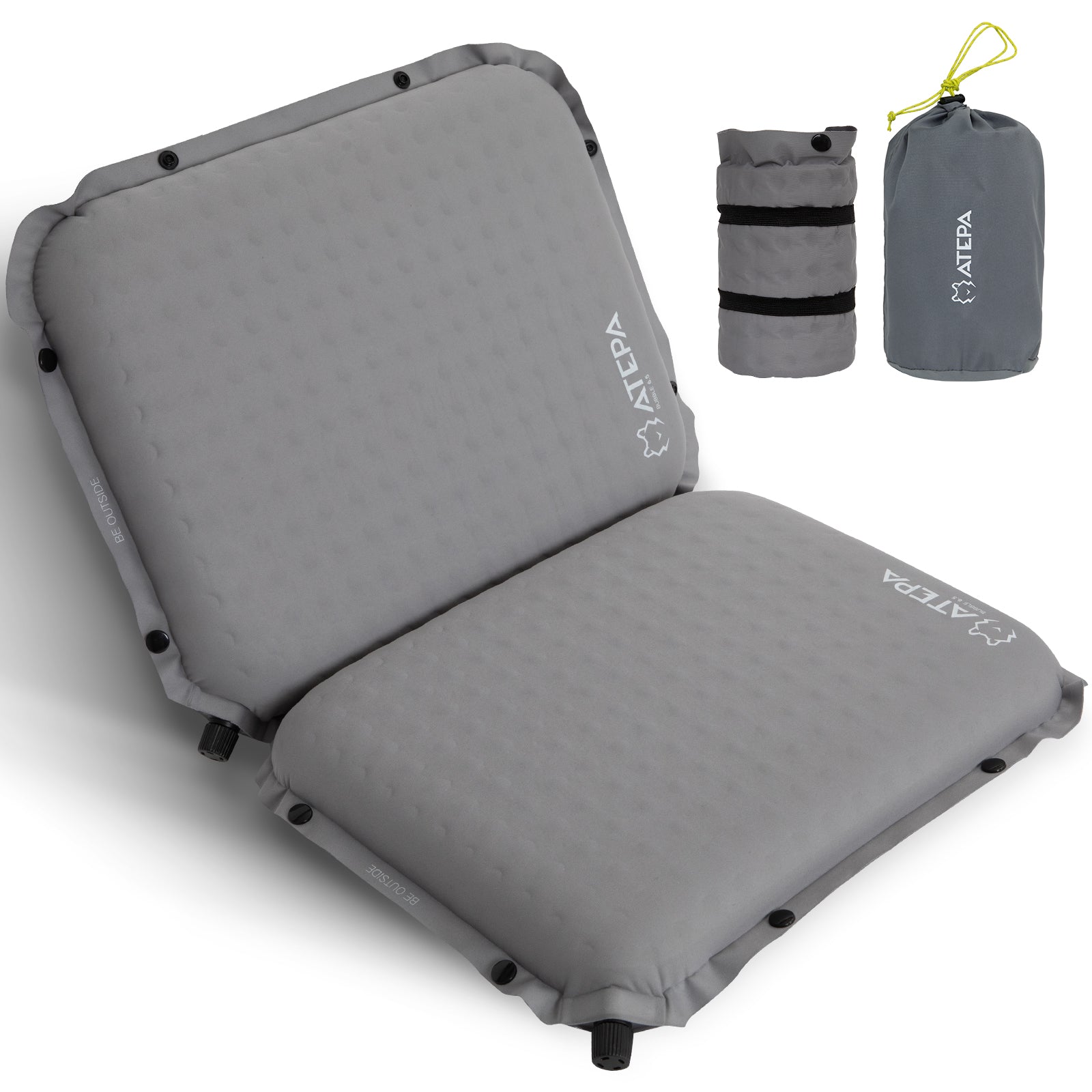 Unitymarts self-inflating memory foam seat cushion for outdoor comfort Grey