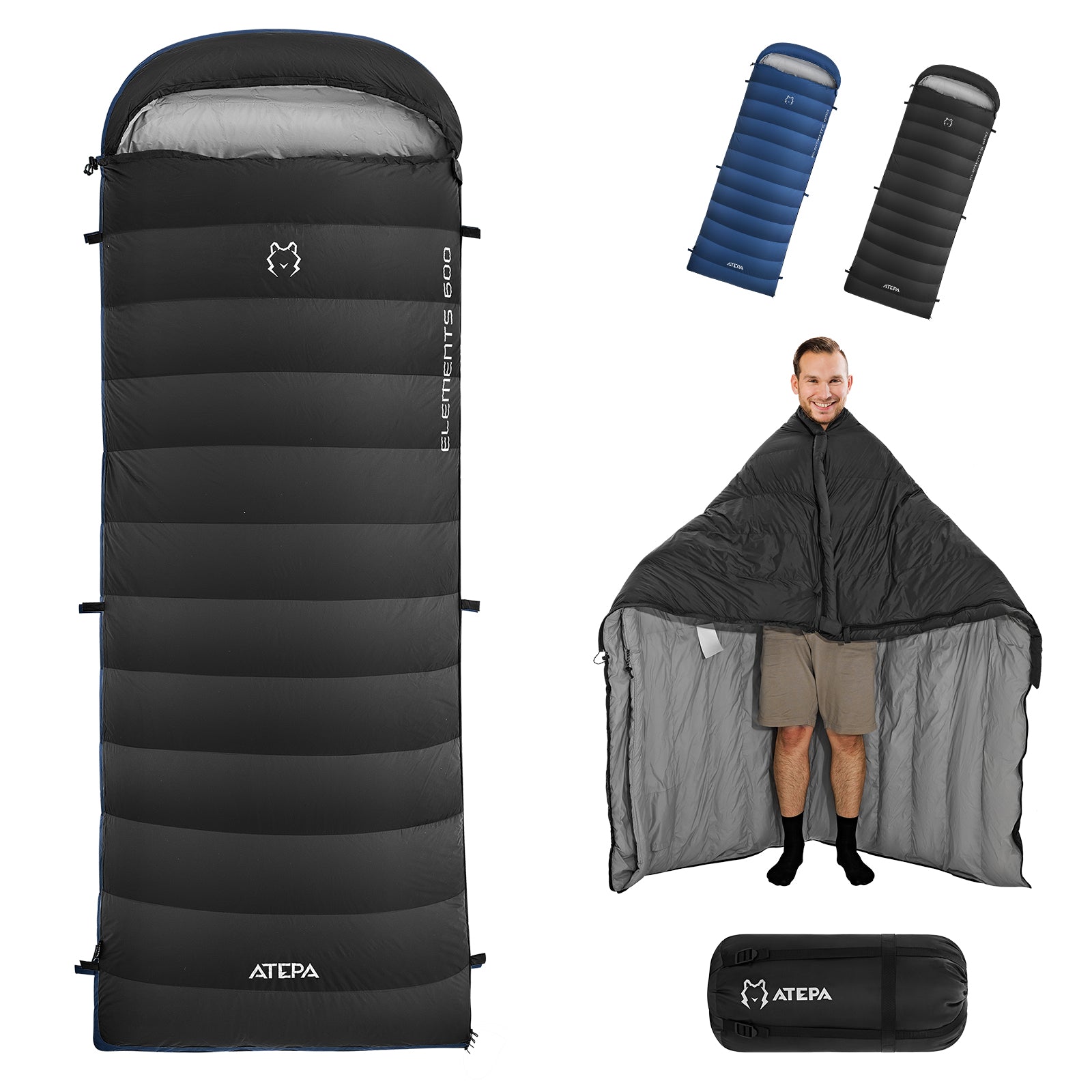 Unitymarts Coldmaster 3-in-1 down sleeping bag waterproof sleeping bag black