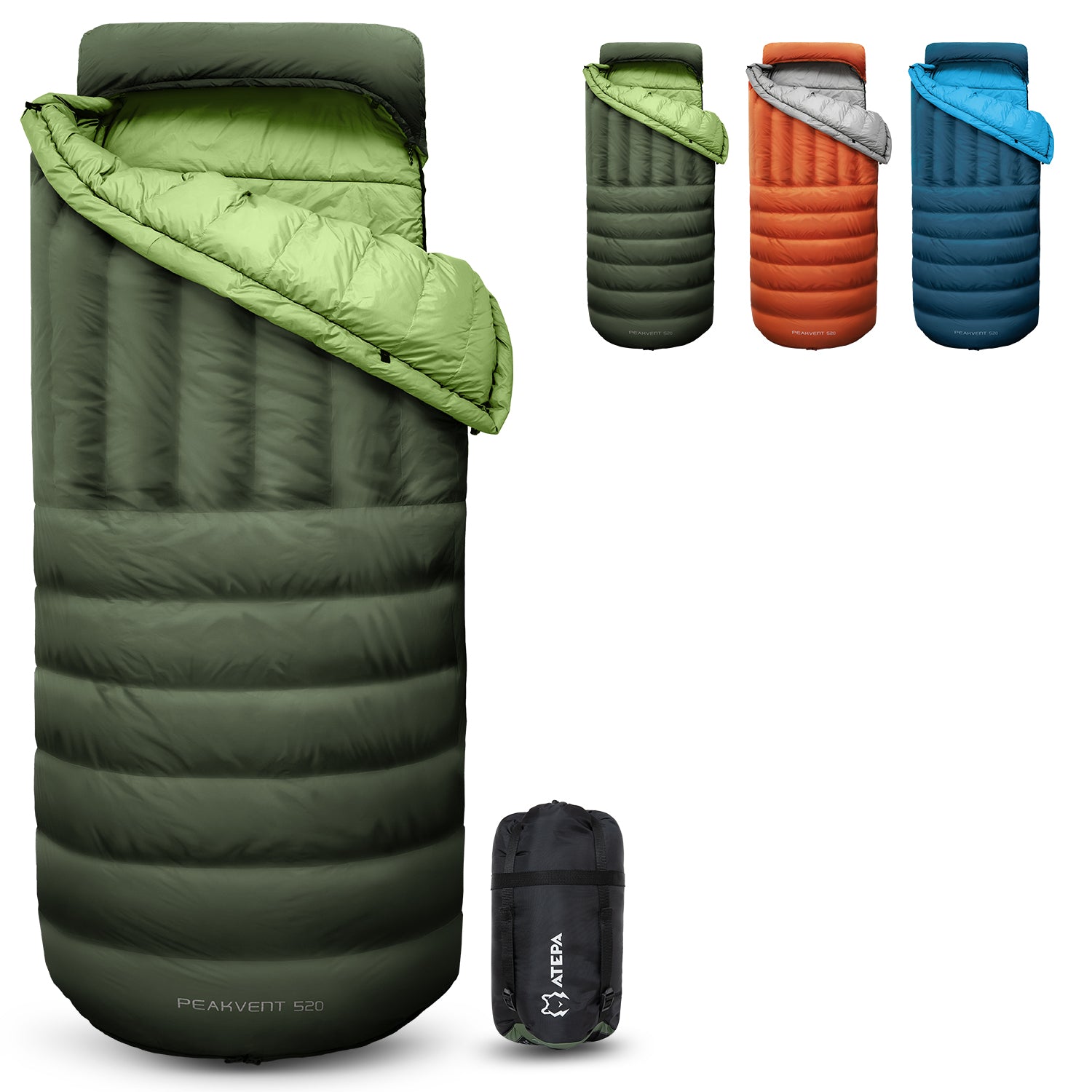Unitymarts 3-in-1 down sleeping bag waterproof bag green