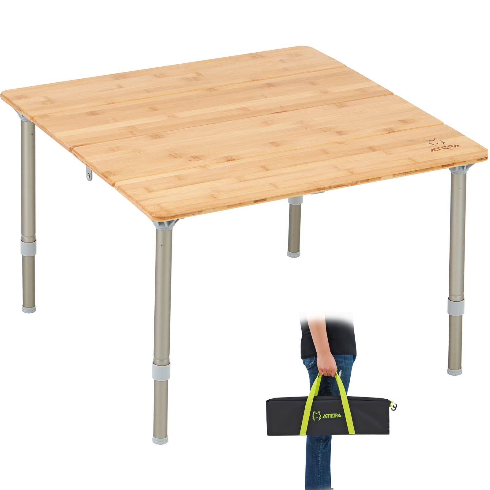 Unitymarts foldable 60x60 bamboo camping table for outdoor use