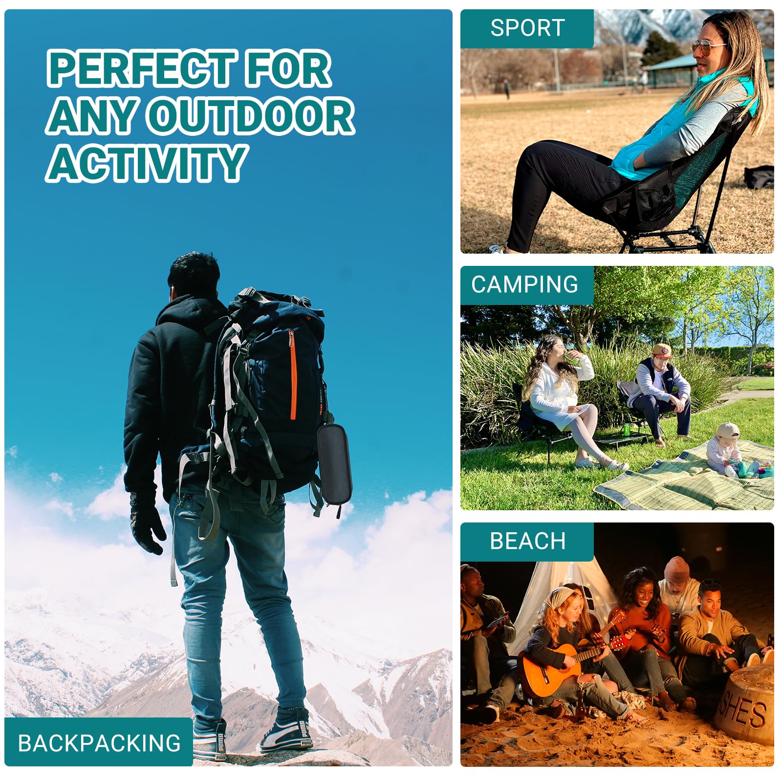 Unitymarts Foldable Camping Chair Ultralight Square Low Chair