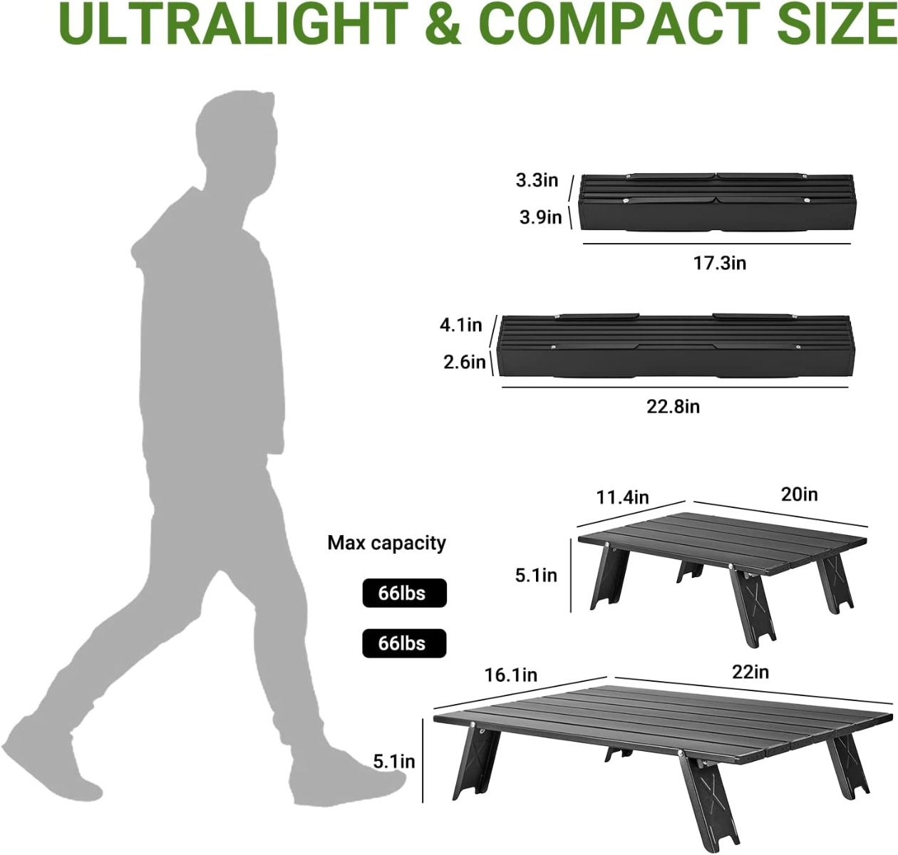 Unitymarts Aluminum Table Light Portable Camping Table